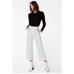 J Brand Joan High Waist Crop Wide‎ Leg Trouser in White Size 30